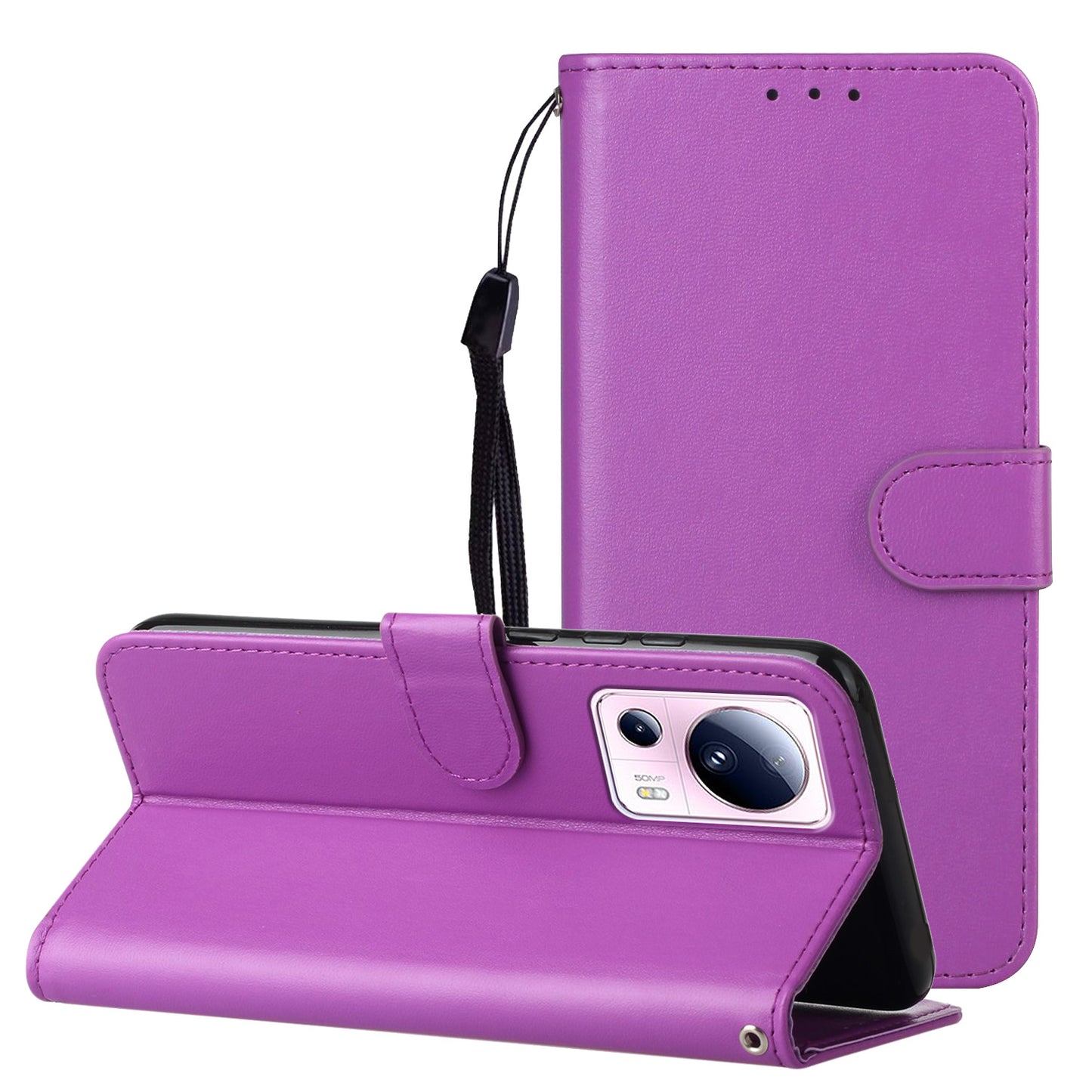 B40 For Xiaomi 13 Lite / Civi 2 5G Solid Color Wallet Stand Cover PU Leather+TPU Cell Phone Case