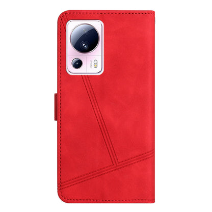 For Xiaomi 13 Lite / Civi 2 5G Skin-touch Imprinted Line Cover PU Leather Phone Shell with Wallet Stand