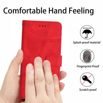 For Xiaomi 13 Lite / Civi 2 5G Skin-touch Imprinted Line Cover PU Leather Phone Shell with Wallet Stand