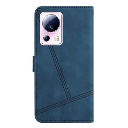For Xiaomi 13 Lite / Civi 2 5G Skin-touch Imprinted Line Cover PU Leather Phone Shell with Wallet Stand