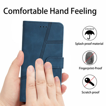 For Xiaomi 13 Lite / Civi 2 5G Skin-touch Imprinted Line Cover PU Leather Phone Shell with Wallet Stand