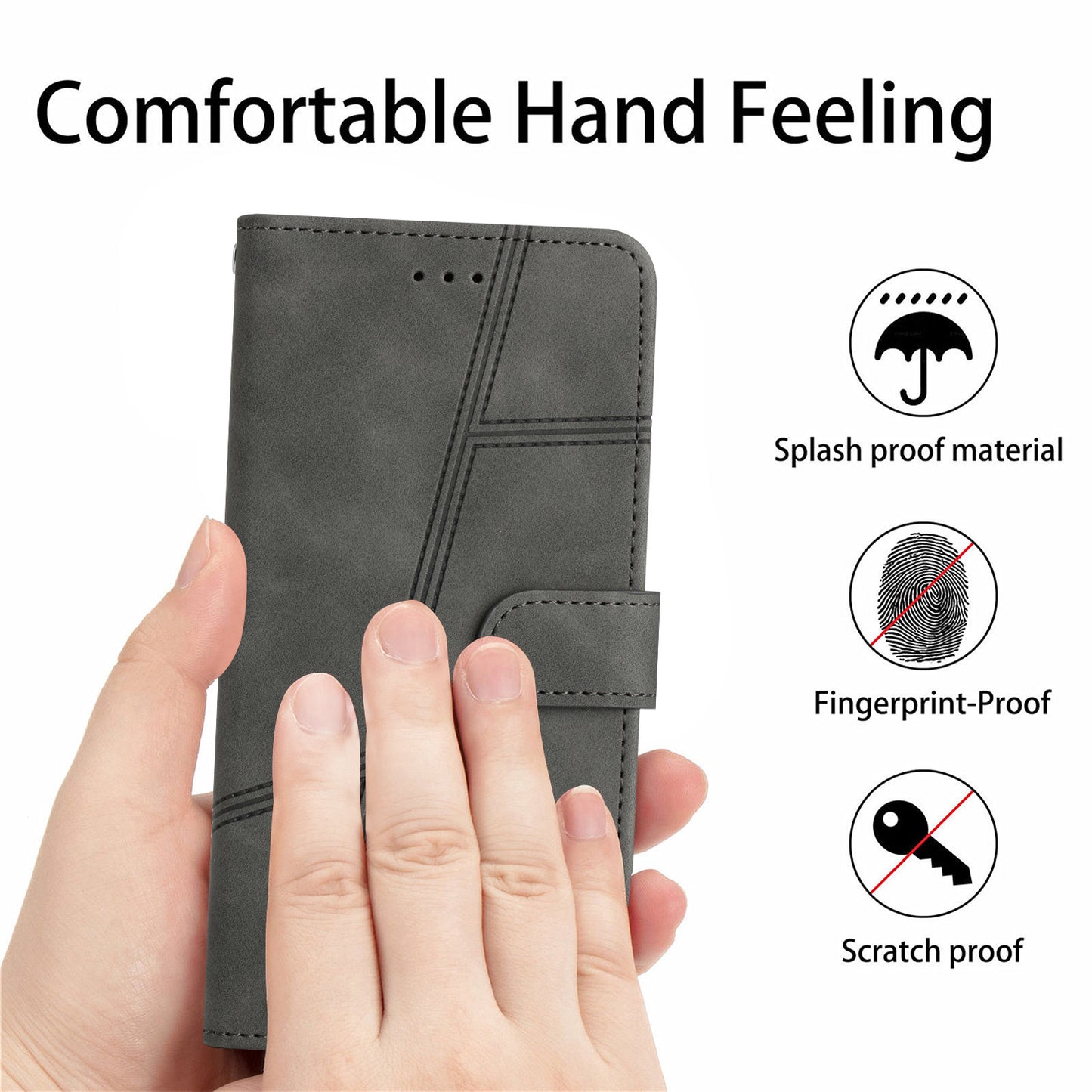 For Xiaomi 13 Lite / Civi 2 5G Skin-touch Imprinted Line Cover PU Leather Phone Shell with Wallet Stand