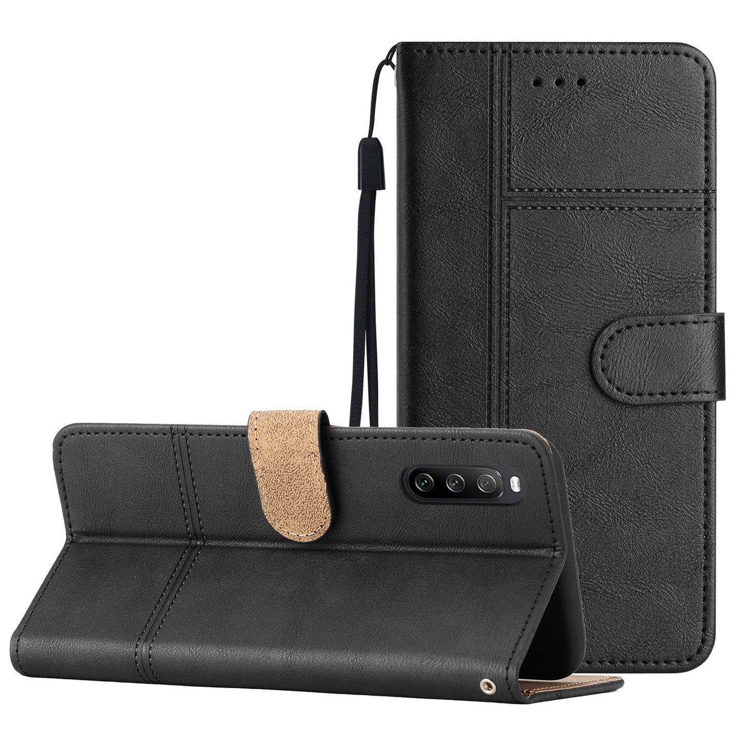 For Sony Xperia 10 V PU Leather Phone Case Line Imprinted Cowhide Texture Stand Cover with Wallet
