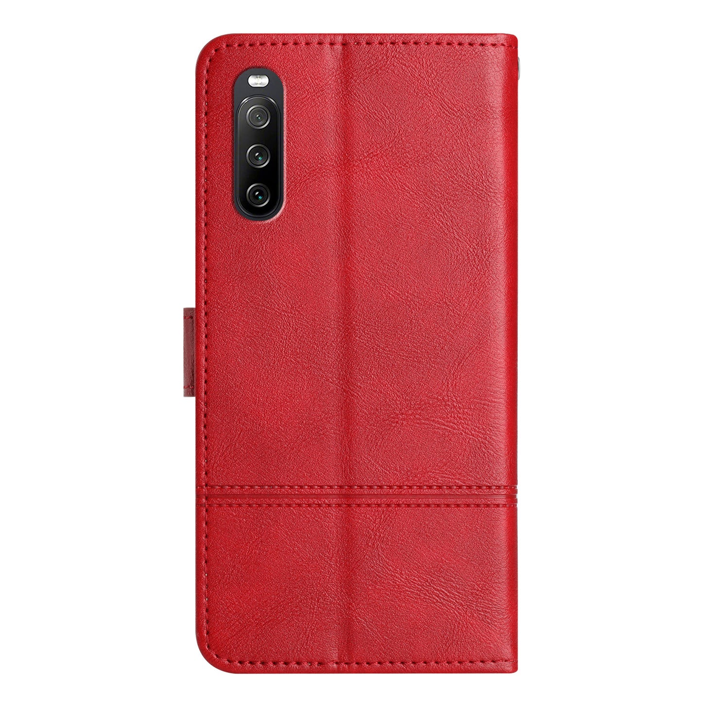 For Sony Xperia 10 V PU Leather Phone Case Line Imprinted Cowhide Texture Stand Cover with Wallet
