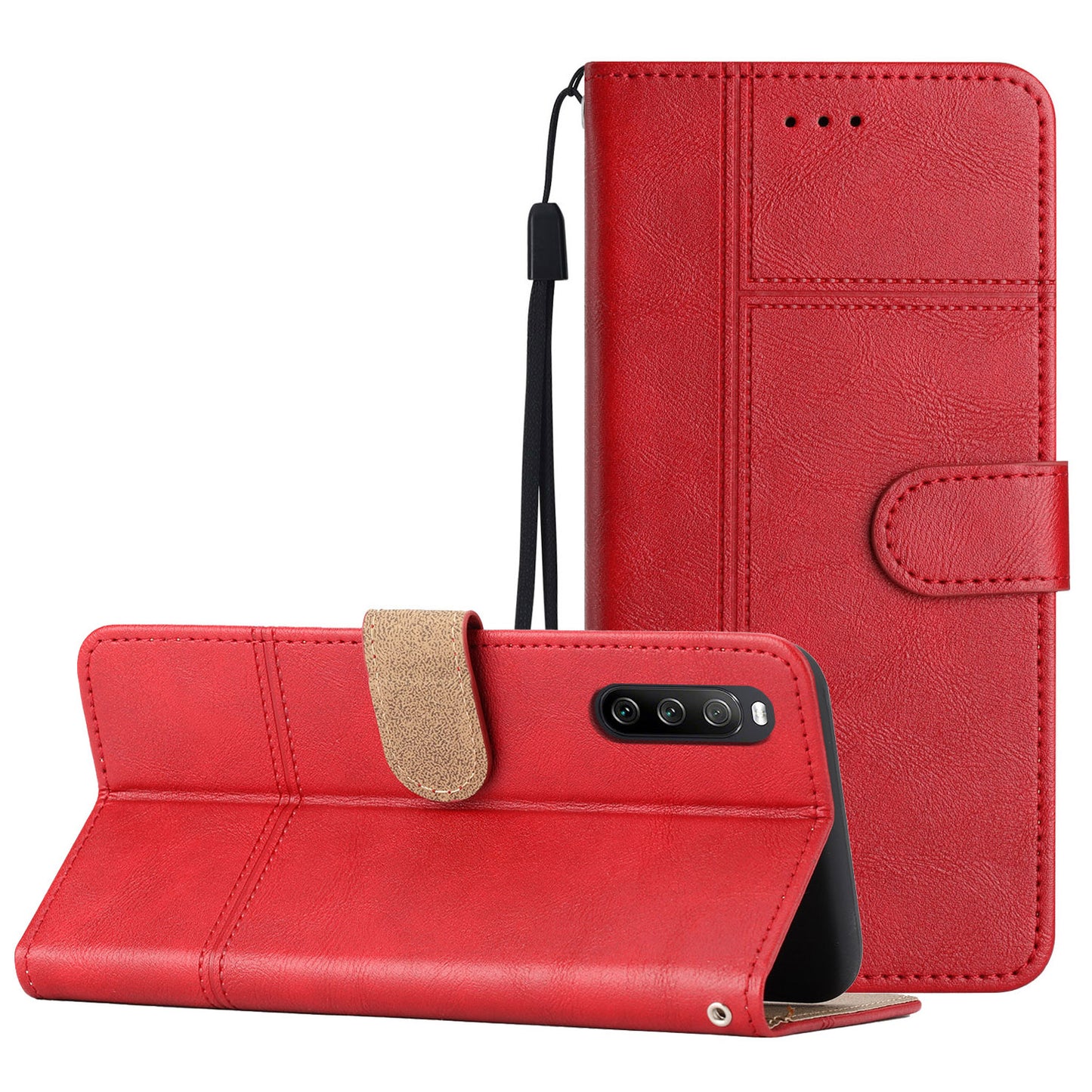 For Sony Xperia 10 V PU Leather Phone Case Line Imprinted Cowhide Texture Stand Cover with Wallet