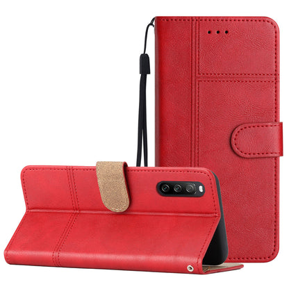 For Sony Xperia 10 V PU Leather Phone Case Line Imprinted Cowhide Texture Stand Cover with Wallet