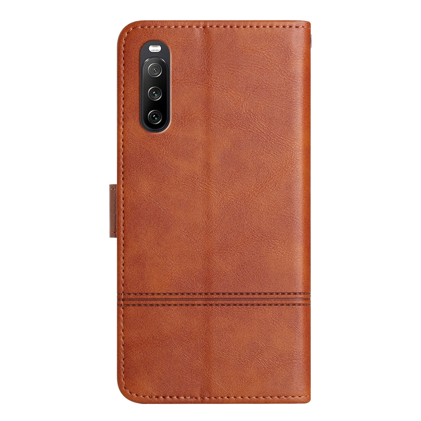 For Sony Xperia 10 V PU Leather Phone Case Line Imprinted Cowhide Texture Stand Cover with Wallet