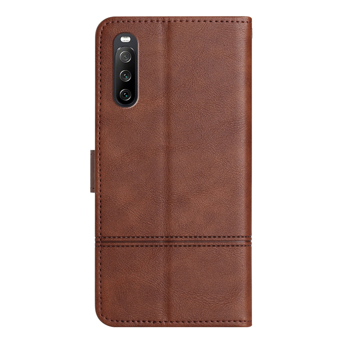 For Sony Xperia 10 V PU Leather Phone Case Line Imprinted Cowhide Texture Stand Cover with Wallet