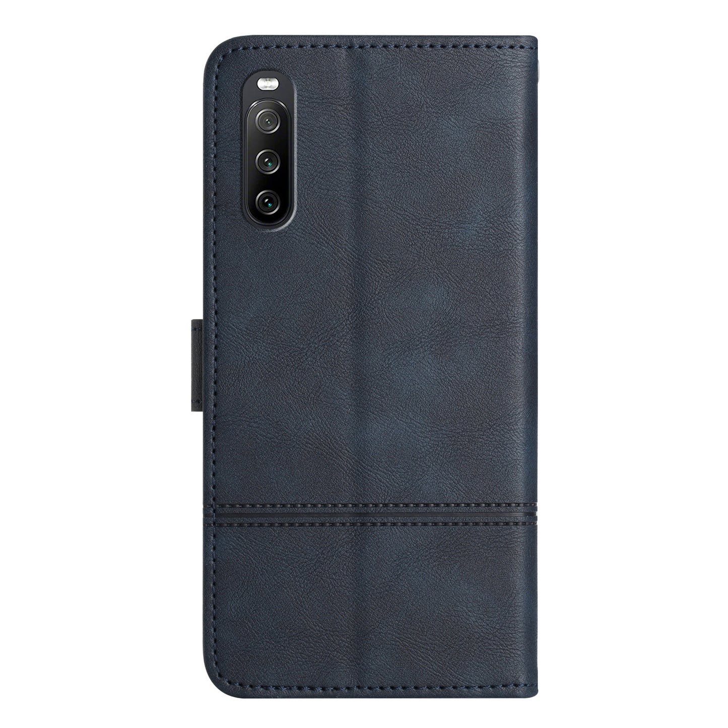 For Sony Xperia 10 V PU Leather Phone Case Line Imprinted Cowhide Texture Stand Cover with Wallet