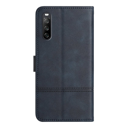 For Sony Xperia 10 V PU Leather Phone Case Line Imprinted Cowhide Texture Stand Cover with Wallet