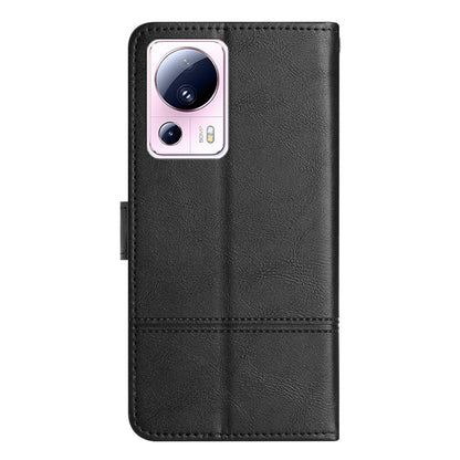 For Xiaomi 13 Lite / Civi 2 5G PU Leather Phone Wallet Case Line Imprinted Cowhide Texture Stand Cover
