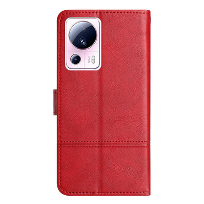 For Xiaomi 13 Lite / Civi 2 5G PU Leather Phone Wallet Case Line Imprinted Cowhide Texture Stand Cover