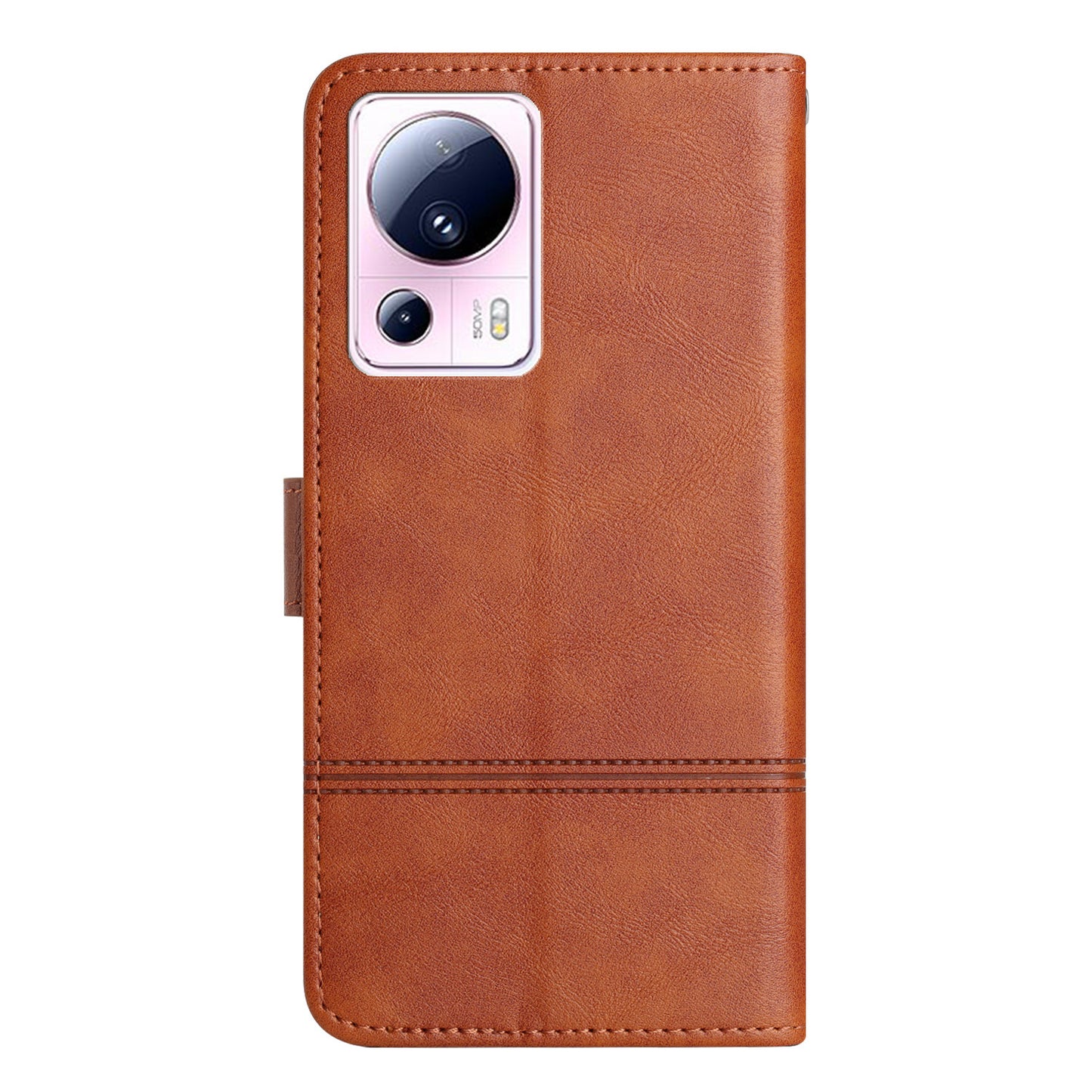 For Xiaomi 13 Lite / Civi 2 5G PU Leather Phone Wallet Case Line Imprinted Cowhide Texture Stand Cover