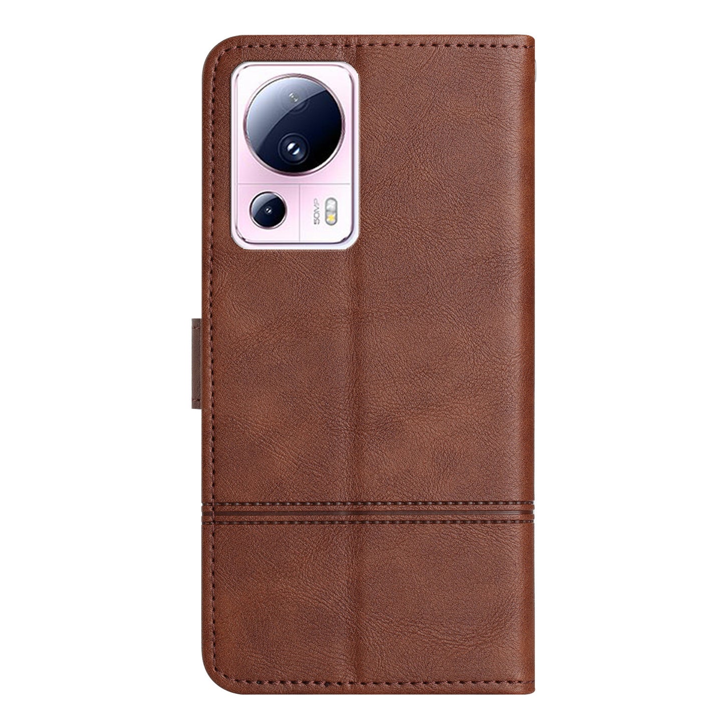 For Xiaomi 13 Lite / Civi 2 5G PU Leather Phone Wallet Case Line Imprinted Cowhide Texture Stand Cover