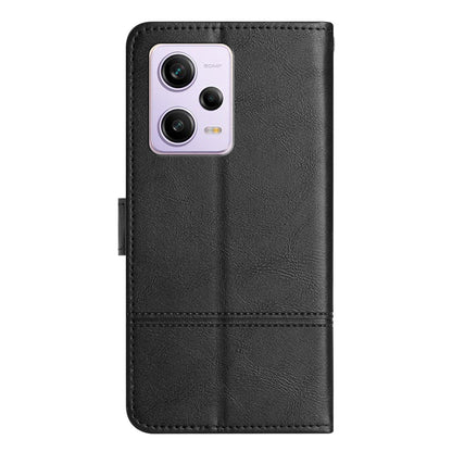 For Xiaomi Redmi Note 12 Pro 5G / Note 12 Pro Speed 5G / Poco X5 Pro 5G Leather Wallet Case Line Imprinted Cowhide Texture Stand Phone Cover