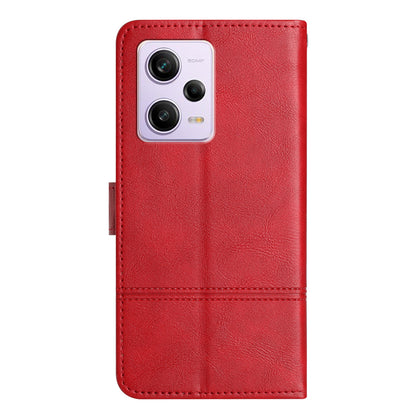 For Xiaomi Redmi Note 12 Pro 5G / Note 12 Pro Speed 5G / Poco X5 Pro 5G Leather Wallet Case Line Imprinted Cowhide Texture Stand Phone Cover