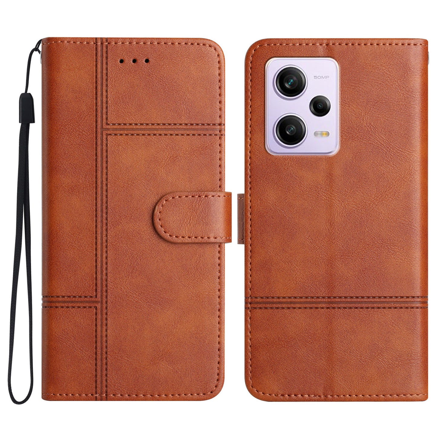 For Xiaomi Redmi Note 12 Pro 5G / Note 12 Pro Speed 5G / Poco X5 Pro 5G Leather Wallet Case Line Imprinted Cowhide Texture Stand Phone Cover