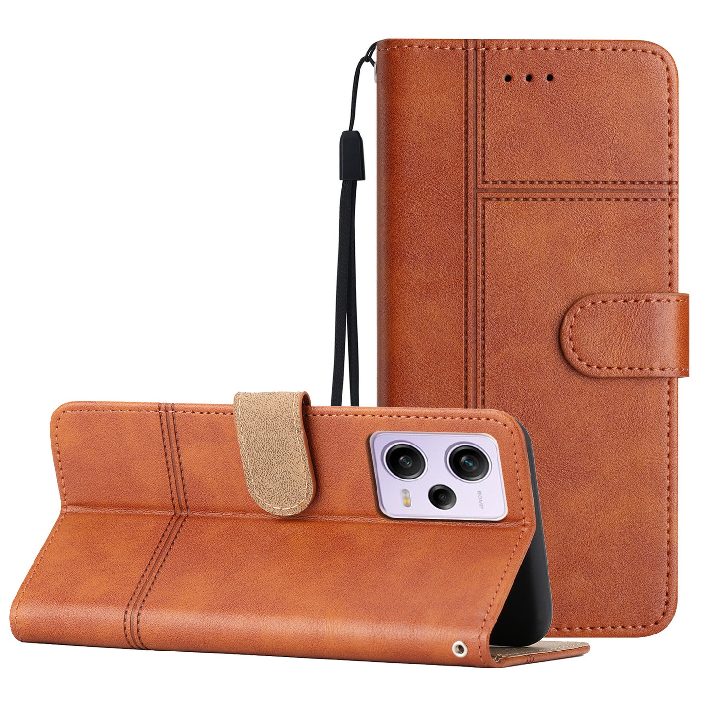 For Xiaomi Redmi Note 12 Pro 5G / Note 12 Pro Speed 5G / Poco X5 Pro 5G Leather Wallet Case Line Imprinted Cowhide Texture Stand Phone Cover
