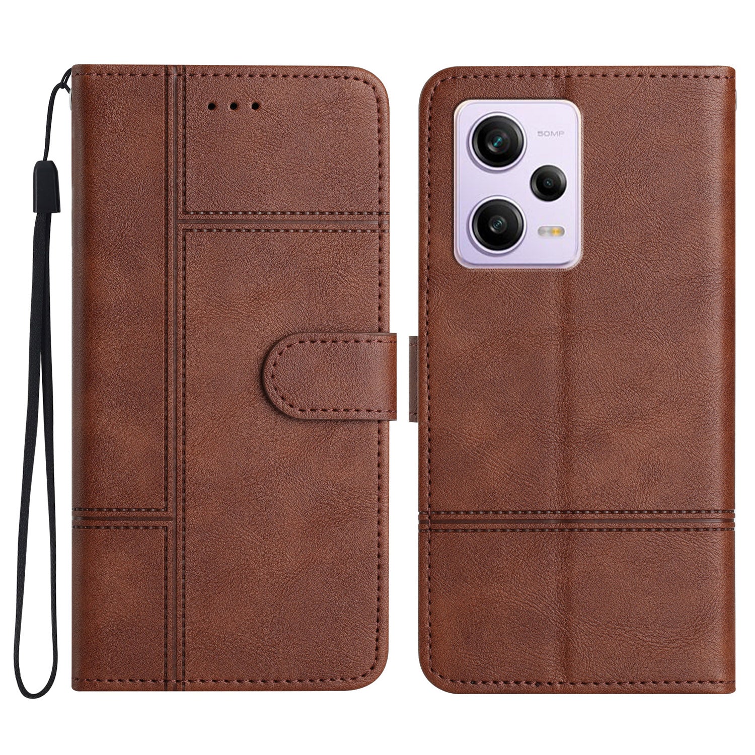 For Xiaomi Redmi Note 12 Pro 5G / Note 12 Pro Speed 5G / Poco X5 Pro 5G Leather Wallet Case Line Imprinted Cowhide Texture Stand Phone Cover