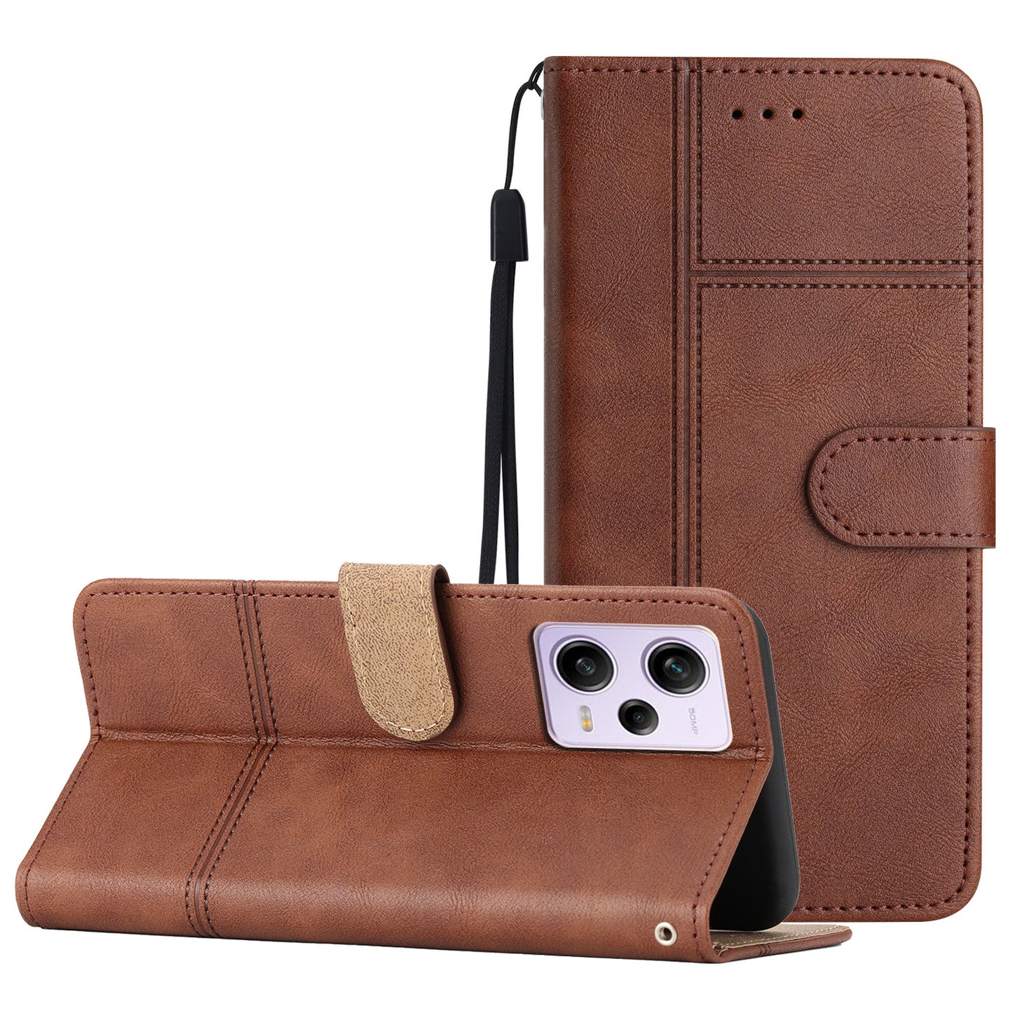 For Xiaomi Redmi Note 12 Pro 5G / Note 12 Pro Speed 5G / Poco X5 Pro 5G Leather Wallet Case Line Imprinted Cowhide Texture Stand Phone Cover
