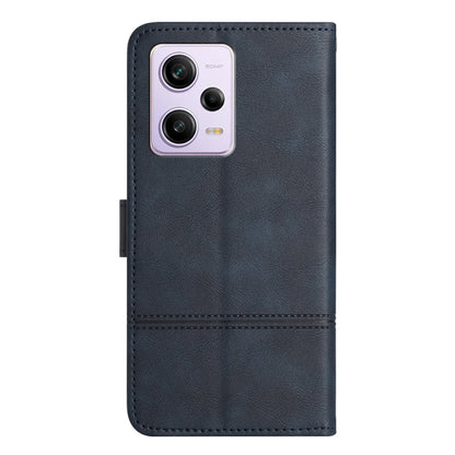 For Xiaomi Redmi Note 12 Pro 5G / Note 12 Pro Speed 5G / Poco X5 Pro 5G Leather Wallet Case Line Imprinted Cowhide Texture Stand Phone Cover