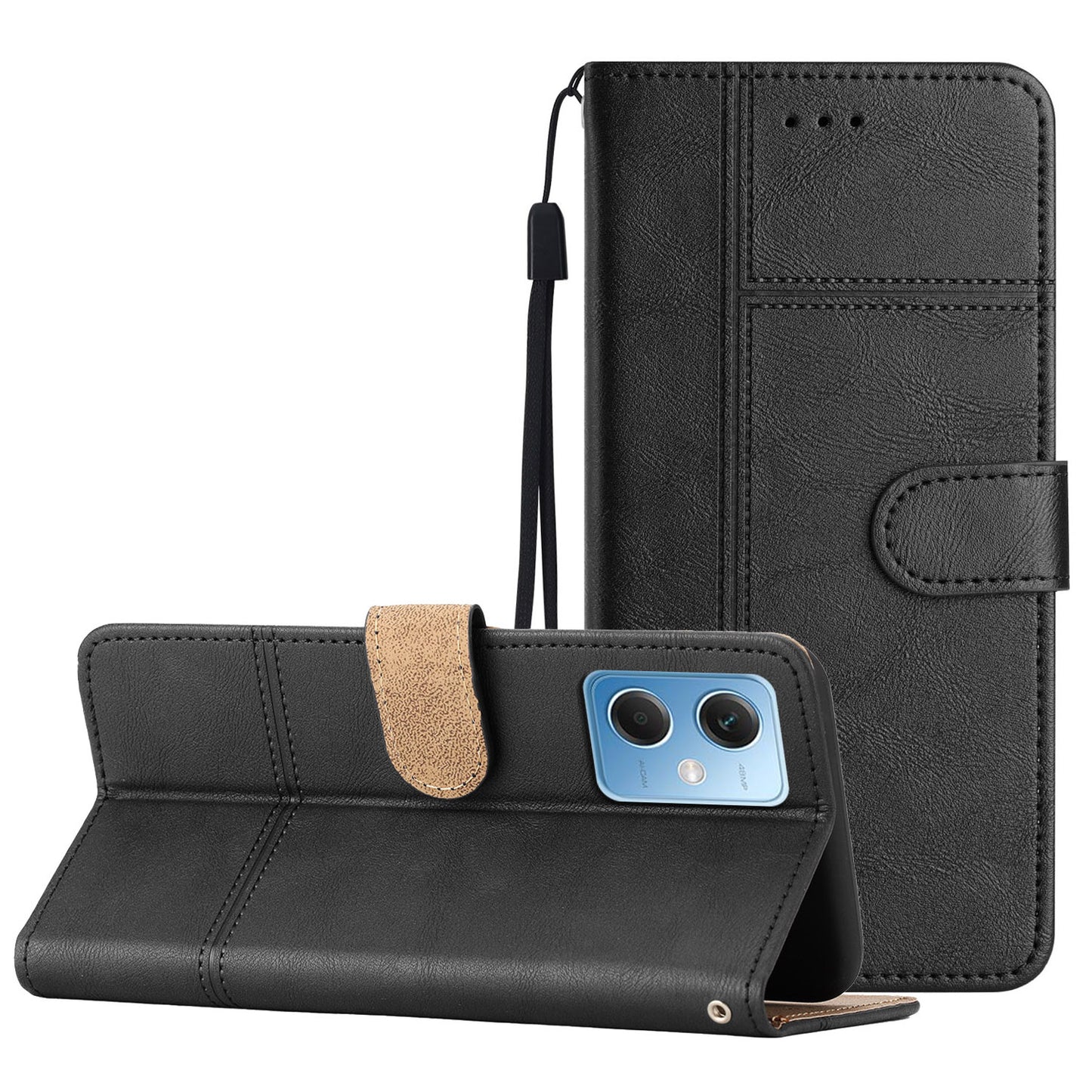 Leather Wallet Case for Xiaomi Redmi Note 12 5G (China) / (India) / (Global) / Poco X5 5G Line Imprinted Cowhide Texture Stand Phone Cover