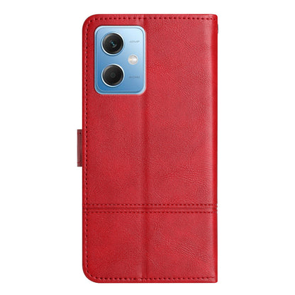 Leather Wallet Case for Xiaomi Redmi Note 12 5G (China) / (India) / (Global) / Poco X5 5G Line Imprinted Cowhide Texture Stand Phone Cover