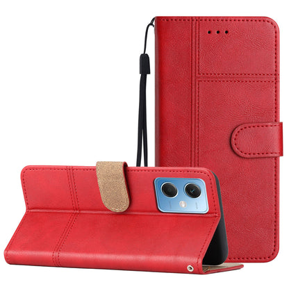 Leather Wallet Case for Xiaomi Redmi Note 12 5G (China) / (India) / (Global) / Poco X5 5G Line Imprinted Cowhide Texture Stand Phone Cover