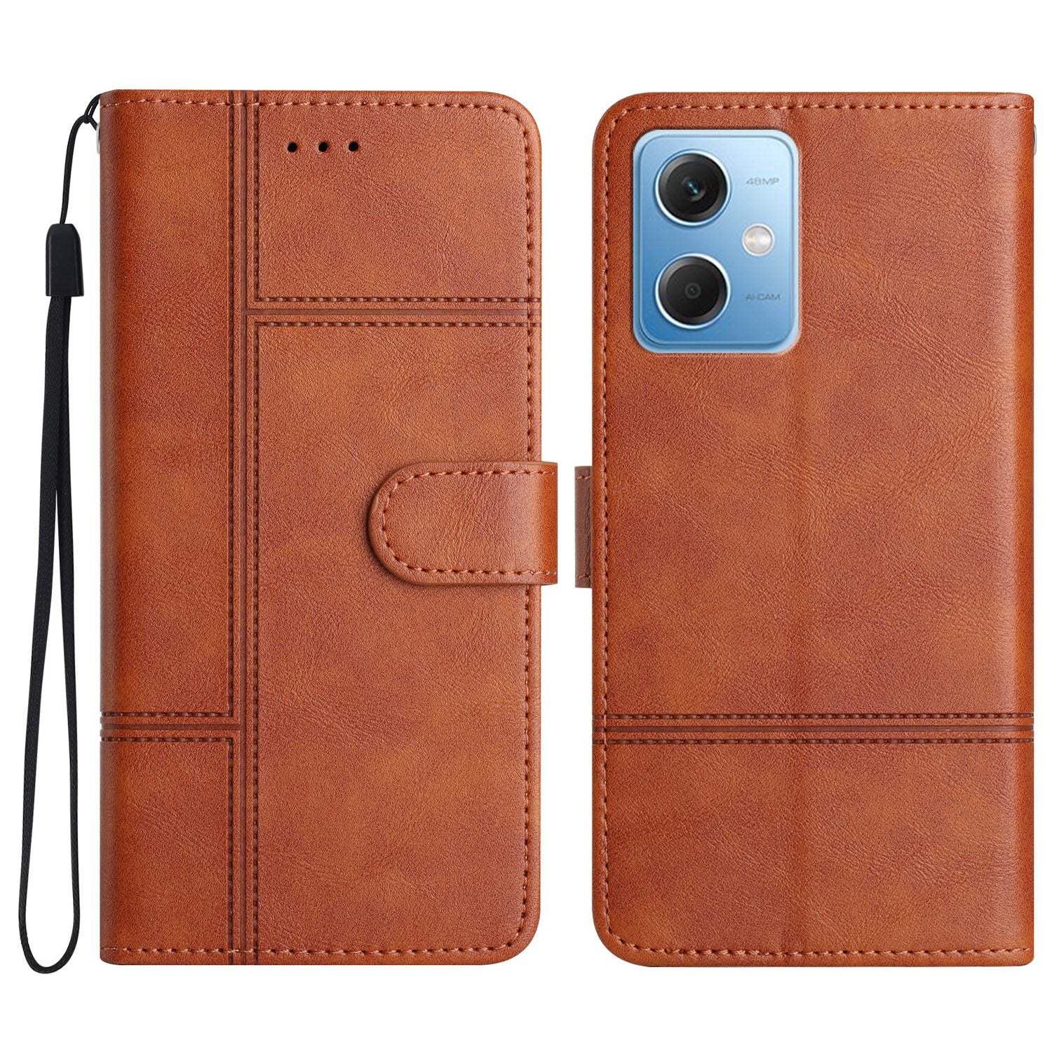 Leather Wallet Case for Xiaomi Redmi Note 12 5G (China) / (India) / (Global) / Poco X5 5G Line Imprinted Cowhide Texture Stand Phone Cover