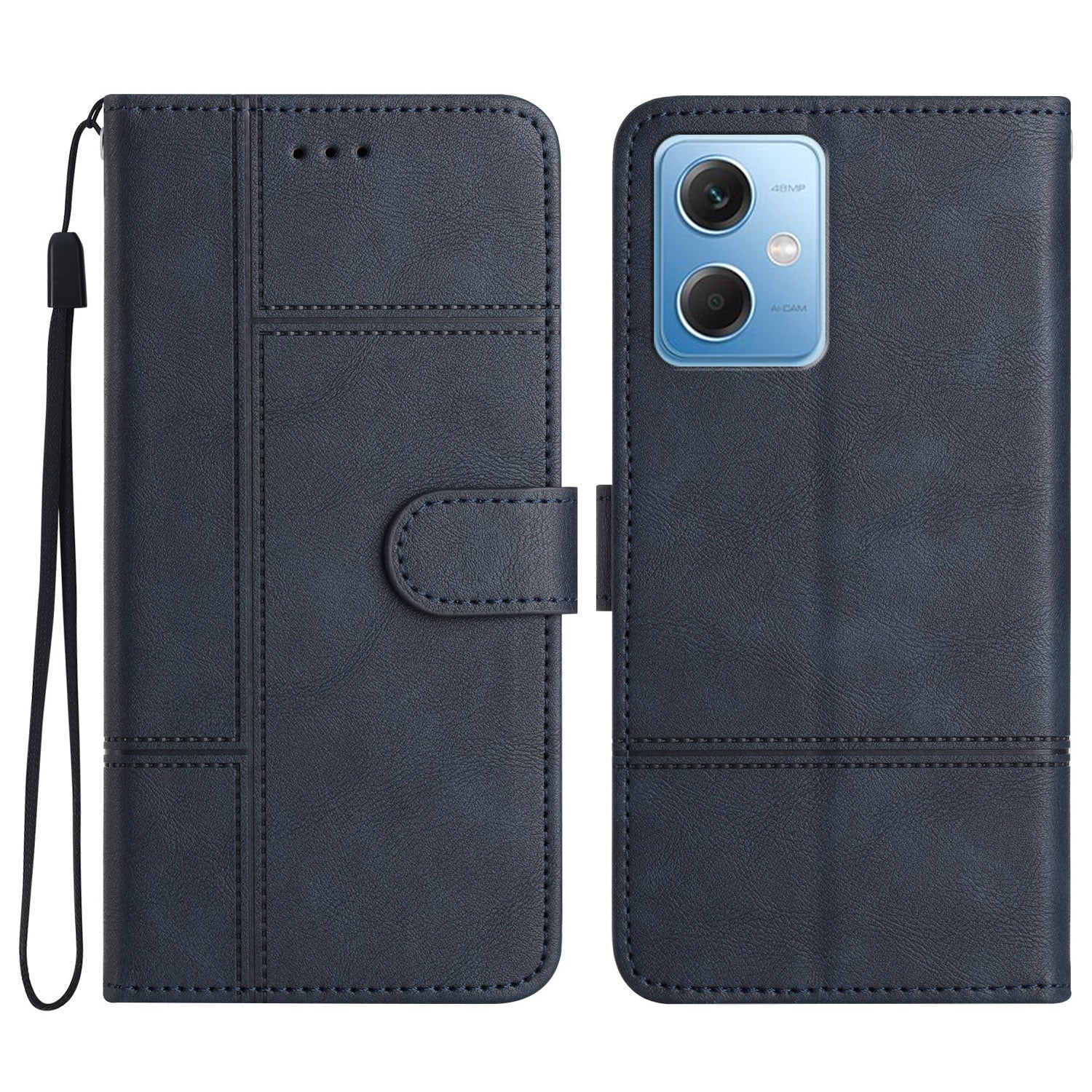 Leather Wallet Case for Xiaomi Redmi Note 12 5G (China) / (India) / (Global) / Poco X5 5G Line Imprinted Cowhide Texture Stand Phone Cover