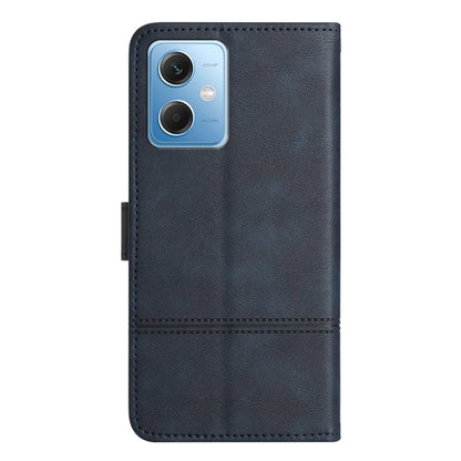 Leather Wallet Case for Xiaomi Redmi Note 12 5G (China) / (India) / (Global) / Poco X5 5G Line Imprinted Cowhide Texture Stand Phone Cover