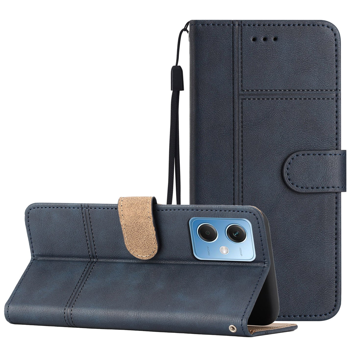 Leather Wallet Case for Xiaomi Redmi Note 12 5G (China) / (India) / (Global) / Poco X5 5G Line Imprinted Cowhide Texture Stand Phone Cover