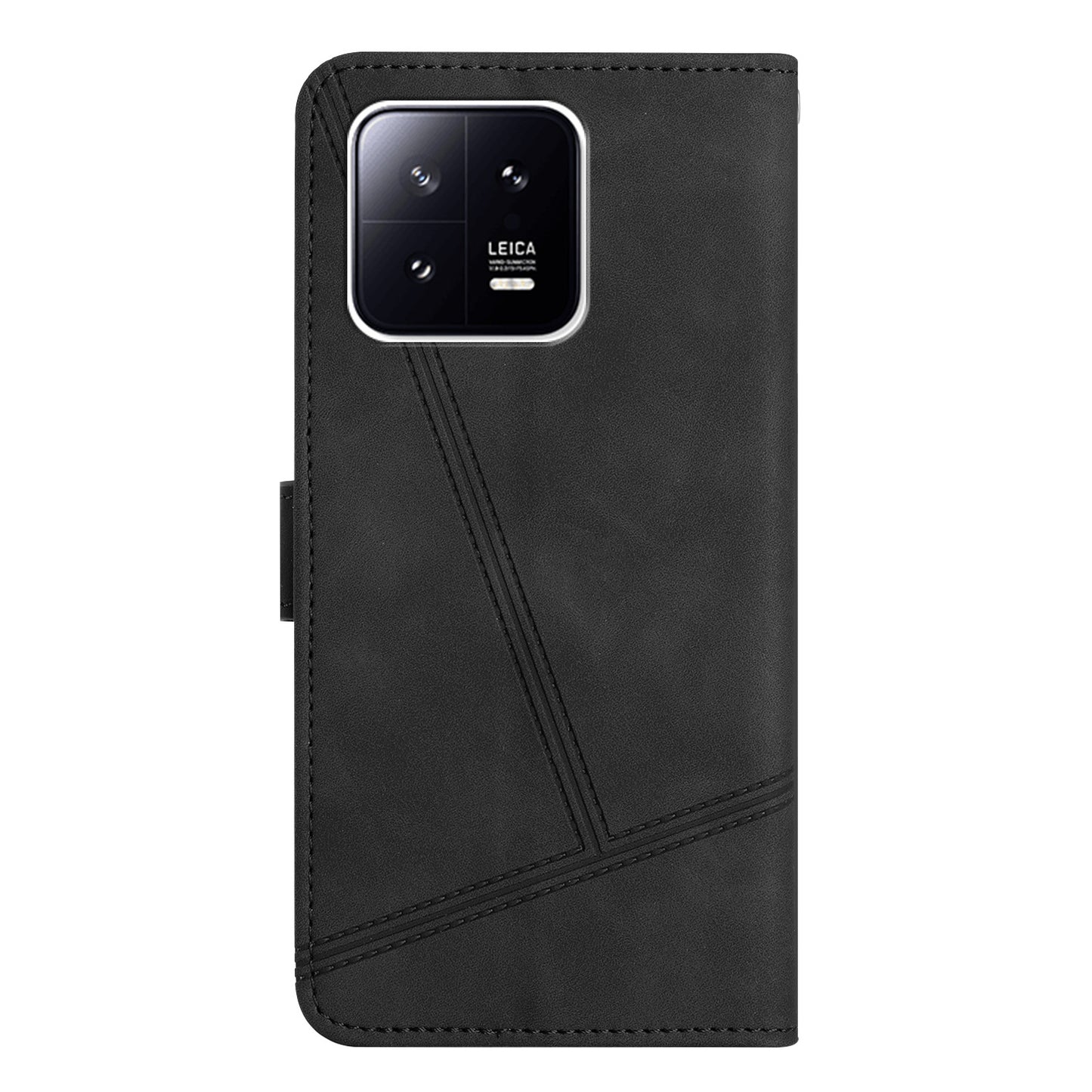 For Xiaomi 13 5G Anti-drop Imprinted Line Cover PU Leather Skin-touch Phone Shell with Wallet Stand