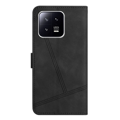 For Xiaomi 13 5G Anti-drop Imprinted Line Cover PU Leather Skin-touch Phone Shell with Wallet Stand