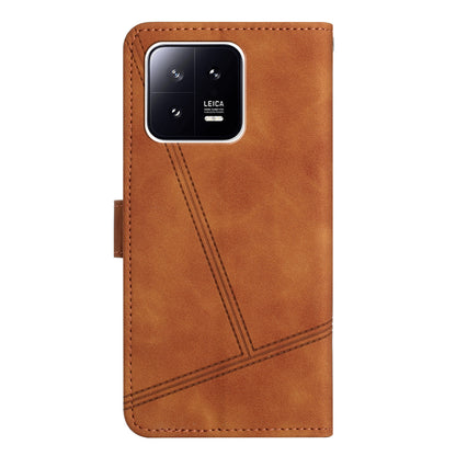 For Xiaomi 13 5G Anti-drop Imprinted Line Cover PU Leather Skin-touch Phone Shell with Wallet Stand