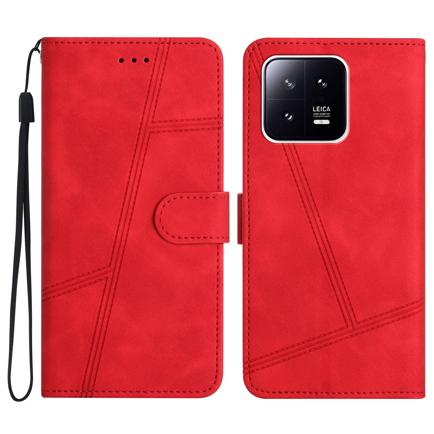 For Xiaomi 13 5G Anti-drop Imprinted Line Cover PU Leather Skin-touch Phone Shell with Wallet Stand