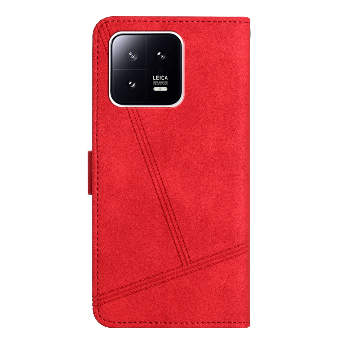 For Xiaomi 13 5G Anti-drop Imprinted Line Cover PU Leather Skin-touch Phone Shell with Wallet Stand