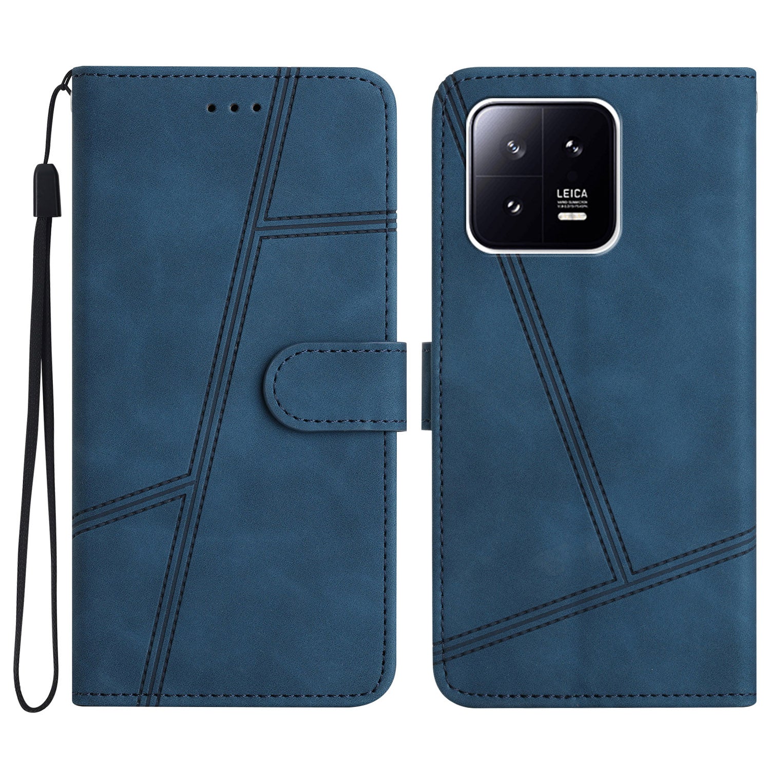 For Xiaomi 13 5G Anti-drop Imprinted Line Cover PU Leather Skin-touch Phone Shell with Wallet Stand