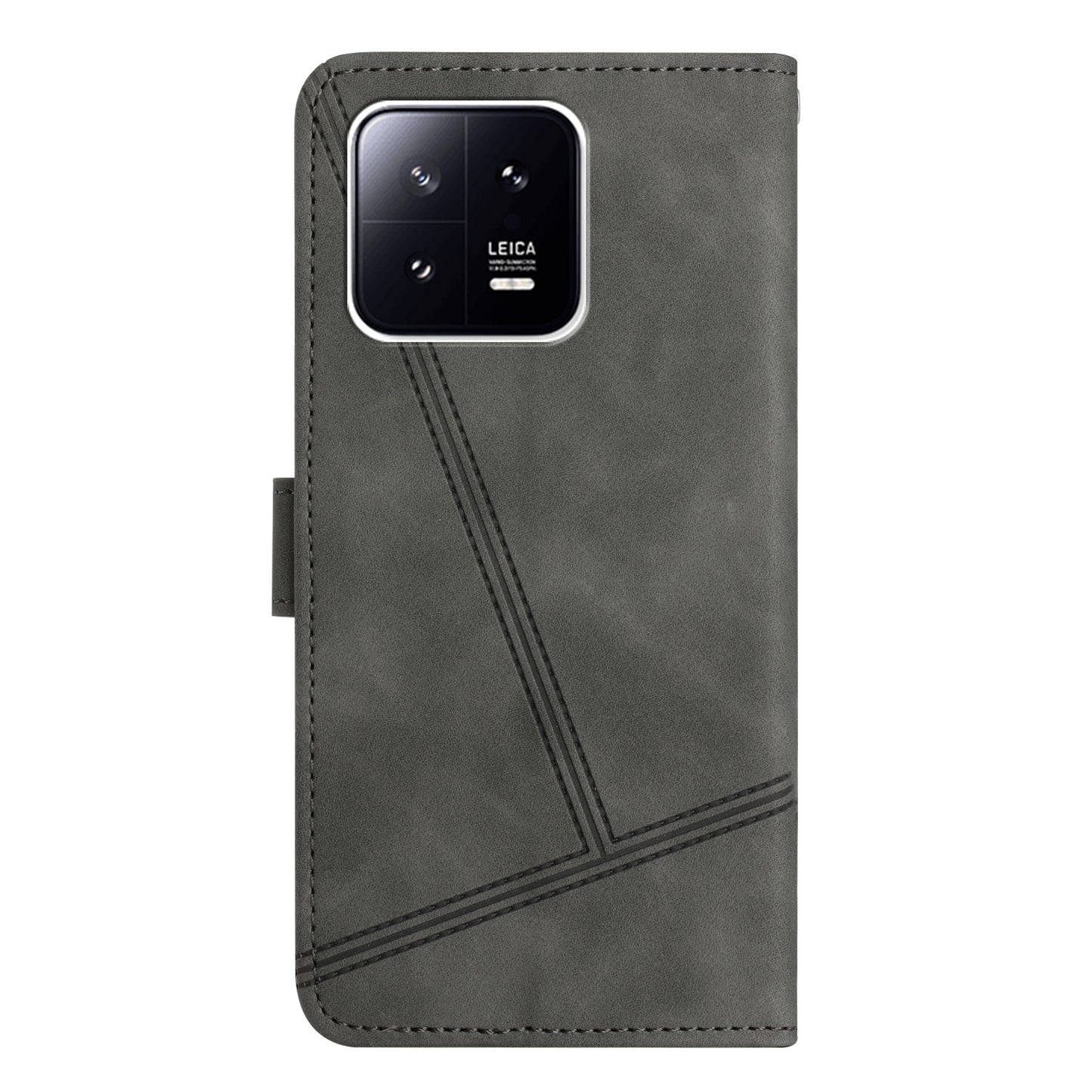 For Xiaomi 13 5G Anti-drop Imprinted Line Cover PU Leather Skin-touch Phone Shell with Wallet Stand