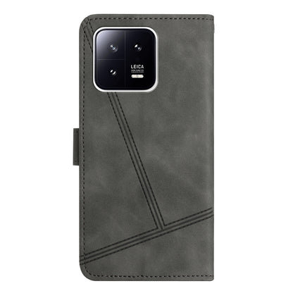 For Xiaomi 13 5G Anti-drop Imprinted Line Cover PU Leather Skin-touch Phone Shell with Wallet Stand