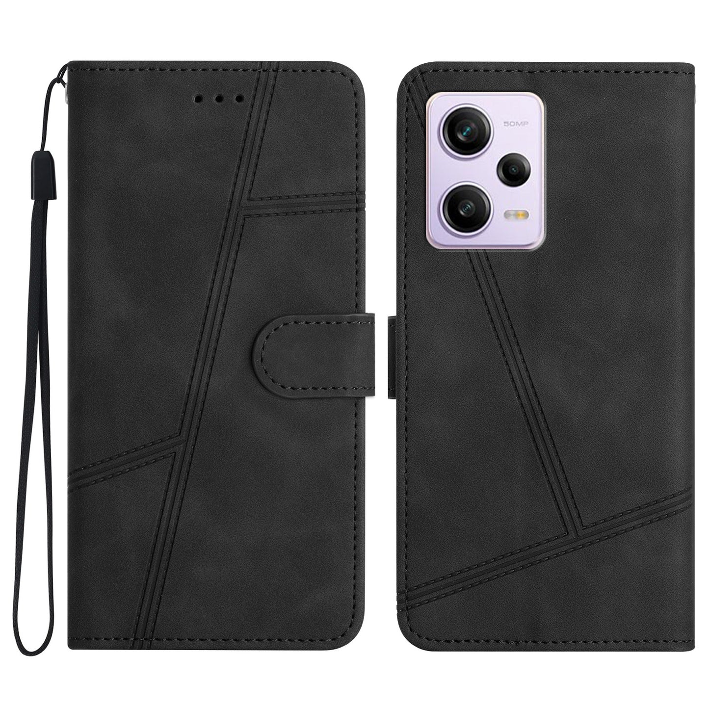 For Xiaomi Redmi Note 12 Pro 5G / Note 12 Pro Speed 5G / Poco X5 Pro 5G Imprinted Line PU Leather Skin-touch Wallet Stand Phone Cover