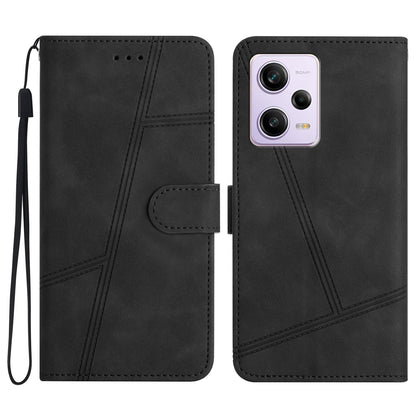 For Xiaomi Redmi Note 12 Pro 5G / Note 12 Pro Speed 5G / Poco X5 Pro 5G Imprinted Line PU Leather Skin-touch Wallet Stand Phone Cover