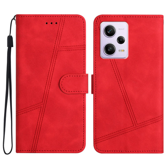 For Xiaomi Redmi Note 12 Pro 5G / Note 12 Pro Speed 5G / Poco X5 Pro 5G Imprinted Line PU Leather Skin-touch Wallet Stand Phone Cover