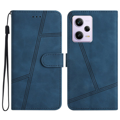 For Xiaomi Redmi Note 12 Pro 5G / Note 12 Pro Speed 5G / Poco X5 Pro 5G Imprinted Line PU Leather Skin-touch Wallet Stand Phone Cover