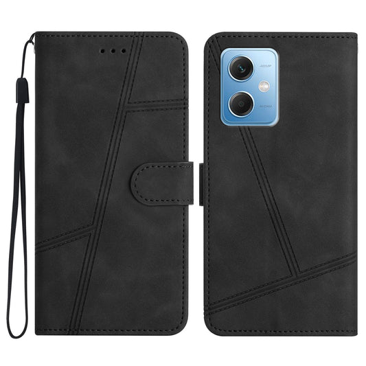 For Xiaomi Redmi Note 12 5G (China) / (India) / (Global) / Poco X5 5G Imprinted Line Cover Skin-touch Leather Phone Shell Wallet Stand