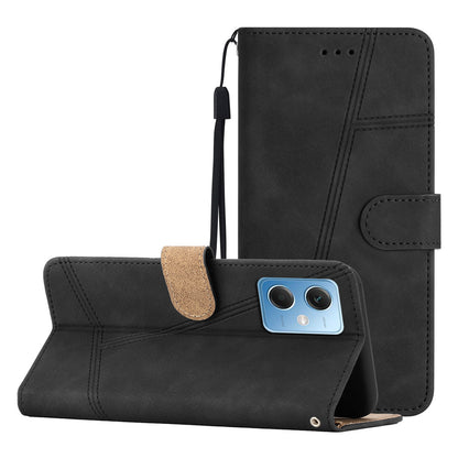 For Xiaomi Redmi Note 12 5G (China) / (India) / (Global) / Poco X5 5G Imprinted Line Cover Skin-touch Leather Phone Shell Wallet Stand