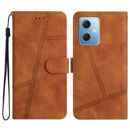 For Xiaomi Redmi Note 12 5G (China) / (India) / (Global) / Poco X5 5G Imprinted Line Cover Skin-touch Leather Phone Shell Wallet Stand