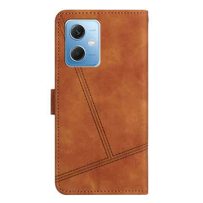 For Xiaomi Redmi Note 12 5G (China) / (India) / (Global) / Poco X5 5G Imprinted Line Cover Skin-touch Leather Phone Shell Wallet Stand