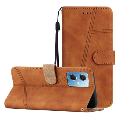 For Xiaomi Redmi Note 12 5G (China) / (India) / (Global) / Poco X5 5G Imprinted Line Cover Skin-touch Leather Phone Shell Wallet Stand