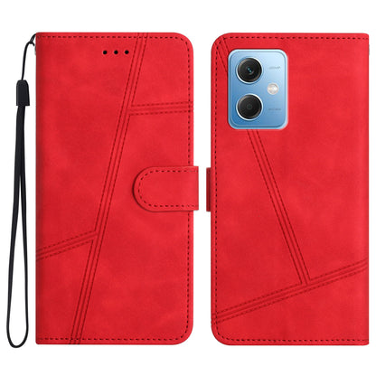 For Xiaomi Redmi Note 12 5G (China) / (India) / (Global) / Poco X5 5G Imprinted Line Cover Skin-touch Leather Phone Shell Wallet Stand